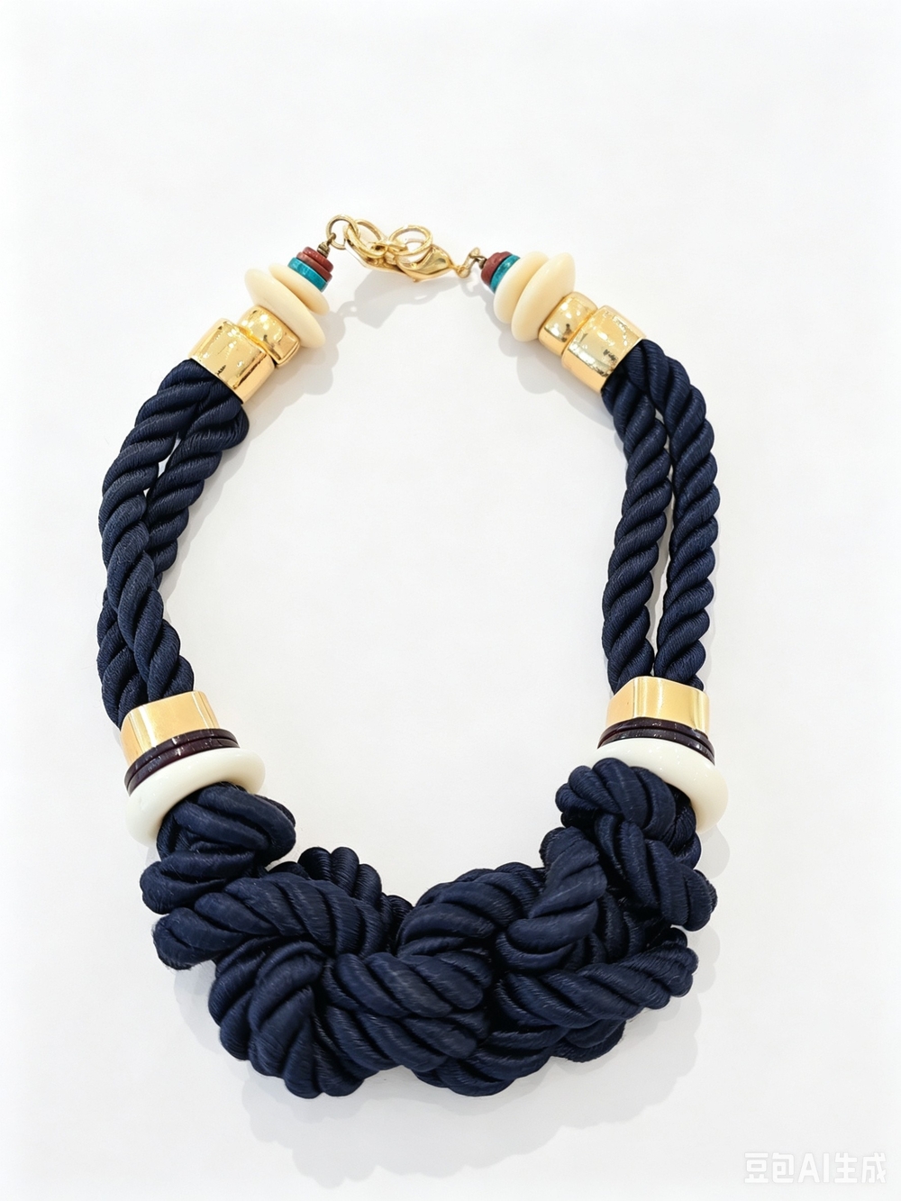 Lizzie Fortunato Navy Rope Knot Statement Necklace